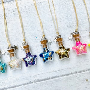 Fairy Dust Bottle Necklaces with Tooth Fairy Letter Gift. Fairy Party Bag Fillers, Fairy Dust Necklace, Fairy Party Bags, Mini Fairy Dust