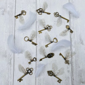 Fairy flying keys/ magic winged keys with glittery wings- perfect for fantastical magic decor, wedding, child’s room or fairy gift