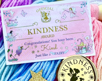 ¡Moneda de oro y certificado de Amistad Hada o Amabilidad! ¡Recompensa de Hada para Amigo por Correspondencia, Cartas de Hada, Regalo de Buen Comportamiento! Moneda de oro del Hada de los Dientes