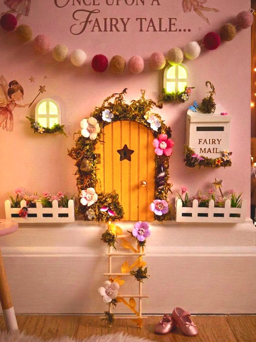 Deluxe Opening FAIRY DOOR With Glowing Windows, Fairy Mailbox & Fairy ...