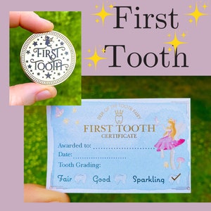 FIRST TOOTH Fairy Certificate & First Tooth Gold Coin! Lost First  Tooth Fairy Receipt! Lovely Keepsake for a child’s First Lost Tooth!