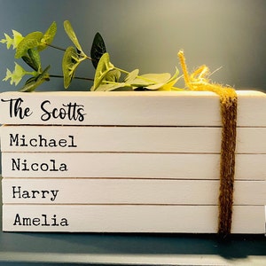 Personalised Family Names Book Stack Gift! Beautiful, Neutral Home ...