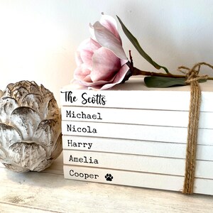 Personalised Family Names Book Stack Gift! Beautiful, Neutral Home ...
