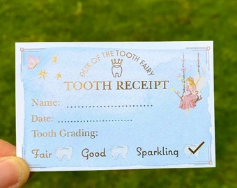 5 Tooth Fairy Receipts! Gift from the Tooth Fairy (Gold Foiled) Tooth Fairy Letter- First Tooth Fairy Visit! Tooth Fairy Bundle Set