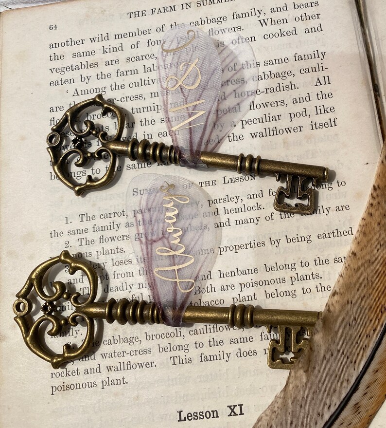Large Custom Flying Key | Personalized Winged Key | Magical Wedding Decorations image 5