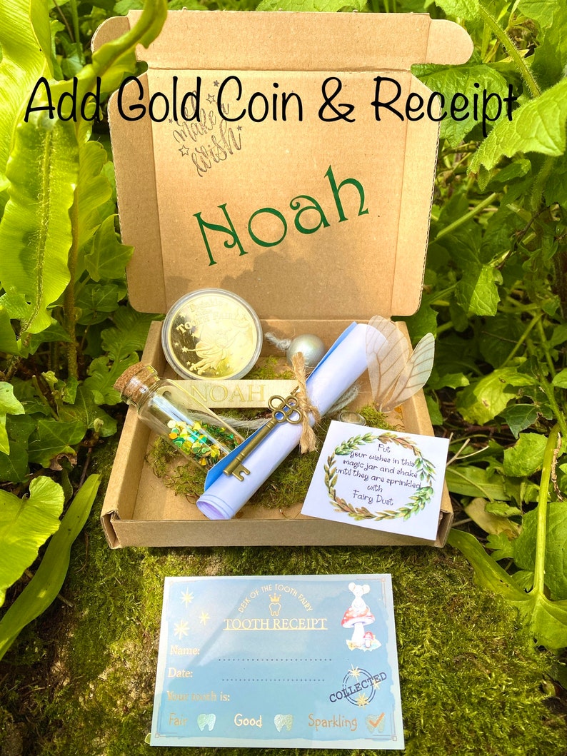 Woodland Fairy BOYS Tooth Fairy Letter Personalised gift box Boy Tooth Fairy kit: Custom Letter, Fairy Dust, Fairy Wings, Magnifying Glas image 5