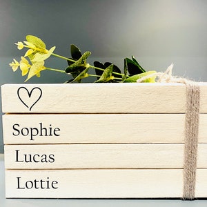 Family Names Personalised Book Stack! White Book Stacks- home decor ornament, coffee table bookshelf decor, wedding decor