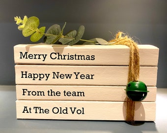 Business Shop Christmas Decor! Personalised Book Stacks- Festive Shop Sign Decor