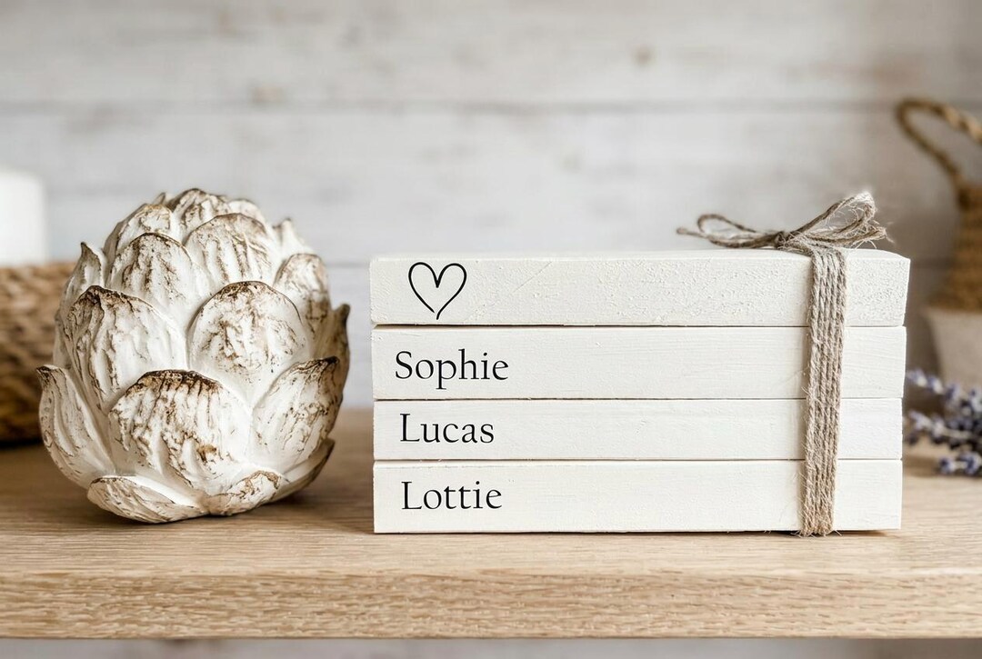 Family Names Personalised Book Stack! White Book Stacks- Home Decor ...