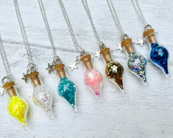 Fairy Dust Bottle Necklaces- Fairy Party Bag Fillers, Fairy Dust Necklace, Fairy Gift for Fairy Party Bags | Mini Fairy Dust bottle
