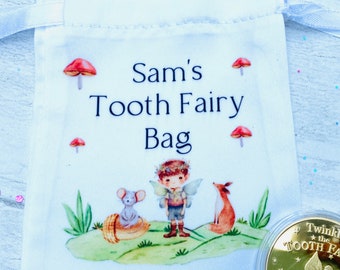 Boys Tooth Fairy Bag- PERSONALISED Loose Tooth Fairy Bag for children to leave teeth in OR for Tooth Fairy gifts to be left in