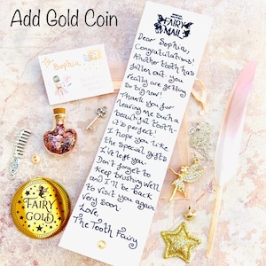 Carta del Hada de los Dientes, Kit del Hada de los Dientes con Regalos, Moneda de Oro y Polvo de Hada. ¡Primera Hada de los Dientes para Niñas y Niños!