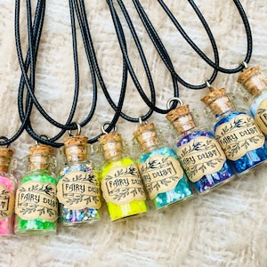 Fairy Dust Bottle Necklaces- Fairy Party Bag Fillers, Fairy Dust Necklace, Fairy Gift Fairy Gift for Fairy Party Bags mini Fairy Dust bottle