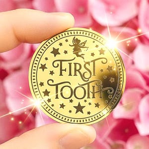 初めての歯の妖精の金貨と手紙。金属製コイン歯の妖精ギフト - 初めての乳歯の妖精キット！妖精の宝物、初めての歯が生えた女の子と男の子