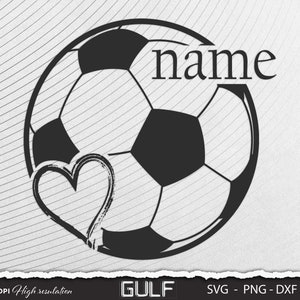 Name custom Soccer Heart SVG, Soccer svg, Clipart for Cricut, Soccer Team svg, Soccer Player svg Vector Cut File, Digital download zdjęcie 1