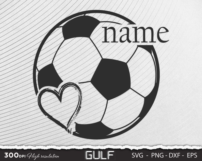 Name custom Soccer Heart SVG, Soccer svg, Clipart for Cricut, Soccer Team svg, Soccer Player svg Vector Cut File, Digital download zdjęcie 1