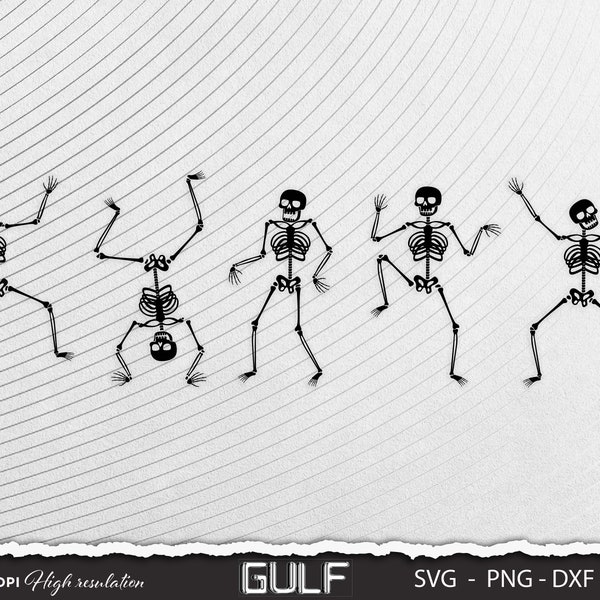 Dancing Skeleton Svg, Hallowen Skeleton Svg, Eps, Dxf, Png in white and black, Dance Skeletons SVG, Halloween Svg, Dance SVG, Png, Eps, dxf