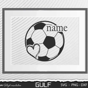 Name custom Soccer Heart SVG, Soccer svg, Clipart for Cricut, Soccer Team svg, Soccer Player svg Vector Cut File, Digital download zdjęcie 4