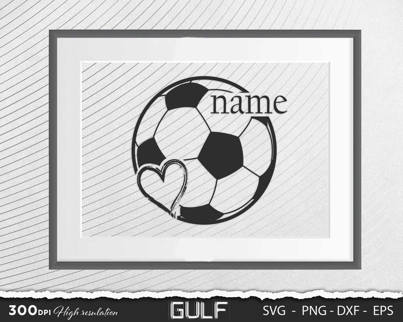 Name custom Soccer Heart SVG, Soccer svg, Clipart for Cricut, Soccer Team svg, Soccer Player svg Vector Cut File, Digital download zdjęcie 4