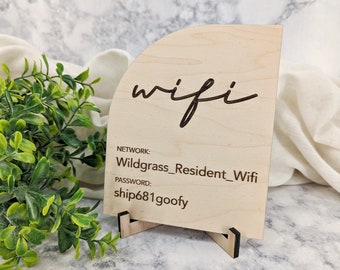 Benutzerdefinierte Wifi Holzschild Gast Schlafzimmer Airbnb Personalisierte Holz ausgeschnitten graviert Passwort Kaminsims Zeichen
