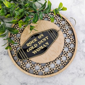 Fleetwood Mac Retro Keychain Stevie Nicks Gold Dust Woman 70s Groovy Music Lyric Acrylic Printed Custom Gift for Her