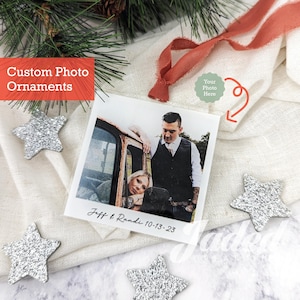 Photo Ornament Christmas 2024 Keepsake Wedding Engagement Newlywed Gift Just Married Tree Ornament Family Printed Photo Picture Polaroid