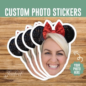 Custom Face Stickers Vinyl Printed Contour Personalized Party Favors Waterproof Dishwasher Safe Permanent Weatherproof Die Cut Stickers