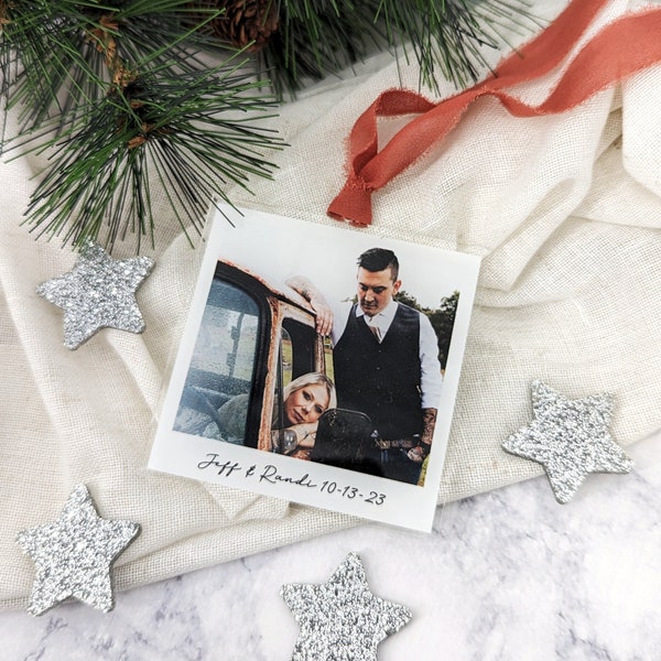 Photo Ornament Christmas 2023 Keepsake Wedding Engagement Newlywed Gift Just Married Tree Ornament Family Printed Photo Picture Polaroid
