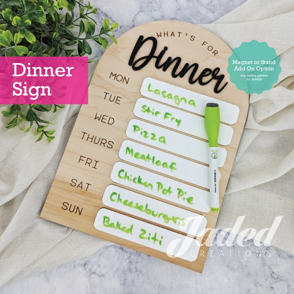 Weekly Meal Planner Dry Erase Sign Fridge Magnet Arch Sign Housewarming Gift Family What's For Dinner Wooden Sign