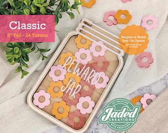 Tarro de recompensa personalizado con fichas, tarro de estrella para el maestro, tabla de tareas, regalos para niños, refrigerador, madera y acrílico, nombre personalizado impreso