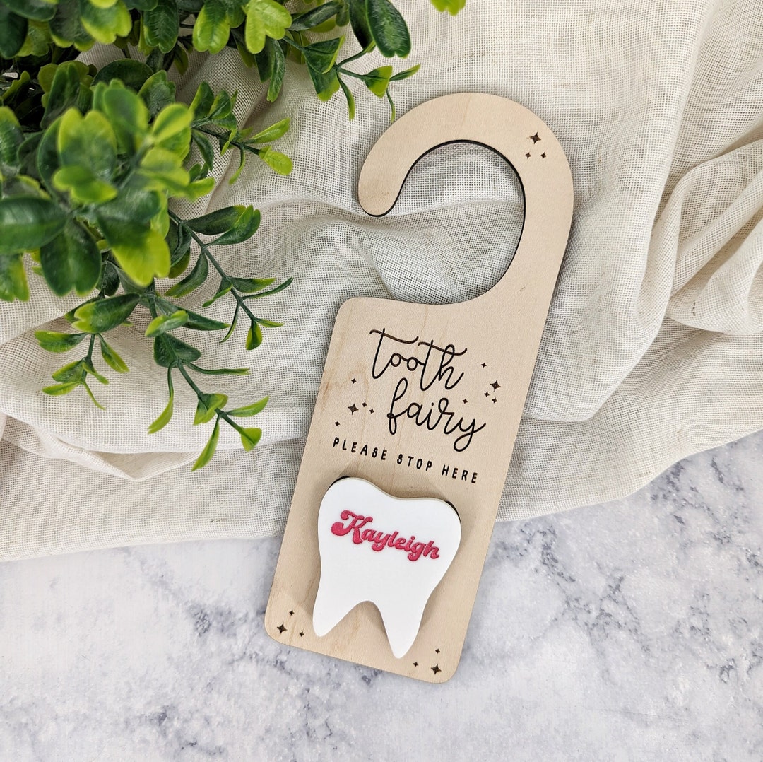 Tooth Fairy Wooden Door Hanger Custom Name Tooth Fairy Pick up Box ...