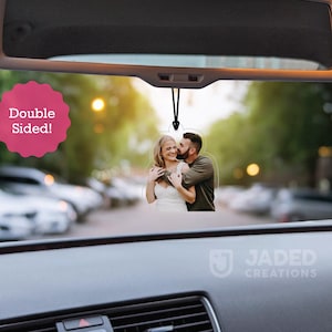 Personalized Photo Car Mirror Charm: Double-Sided Acrylic Rearview Accessory