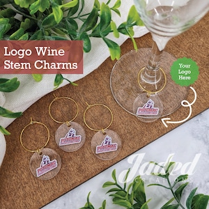 Benutzerdefiniertes Logo Wein Stem Charms Personalisierte Foto Glas Ring Charms Drink Marker Wein-Liebhaber-Geschenke Urlaub Weihnachten Party Corporate Favor