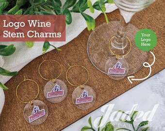 Benutzerdefiniertes Logo Wein Stem Charms Personalisierte Foto Glas Ring Charms Drink Marker Wein-Liebhaber-Geschenke Urlaub Weihnachten Party Corporate Favor