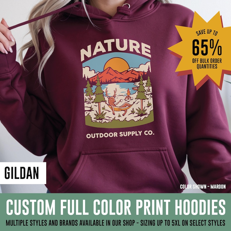 Custom Logo Hoodie Personalized Bulk Apparel Branded Company Merch Pullover Hooded Sweatshirt Gildan image 1