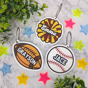 Backpack Name Tag Custom Kids Sport Keyring with Personalization Acrylic Printed Colorful Duffle Bag Luggage Tag