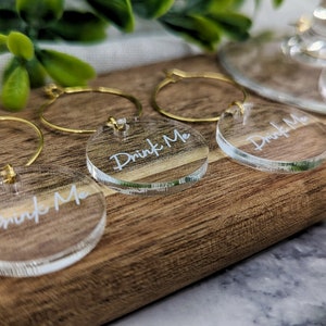 Custom Name Wine Stem Charms Acrylic Printed, Wedding, Birthday, Bridal Party, Bachelorette, Gift Holiday Glass Decor image 3