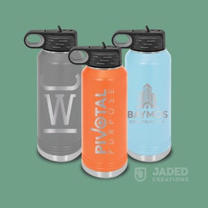 Personalized Engraved 40 oz Water Bottle Insulated Tumbler with Straw Sports Water Bottle Custom Waterbottle Etched Logo Design Name