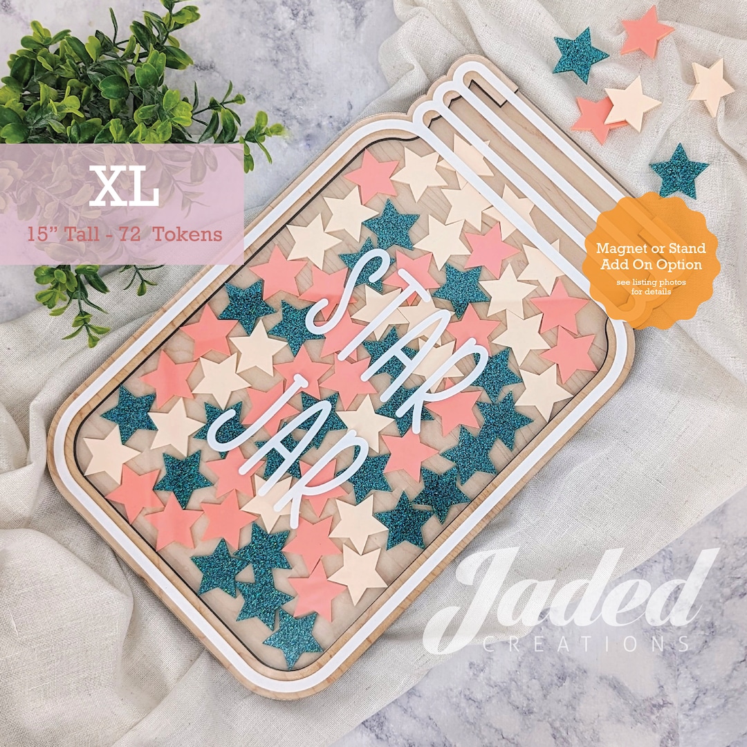 ZORVYN Bocal De Récompense Tableau De Récompense Enfant Magnétique Fournitures Pour Enseignants De L'École Primaire Avec 30 Jetons De Fleurs Et Autocollants Personnalisables