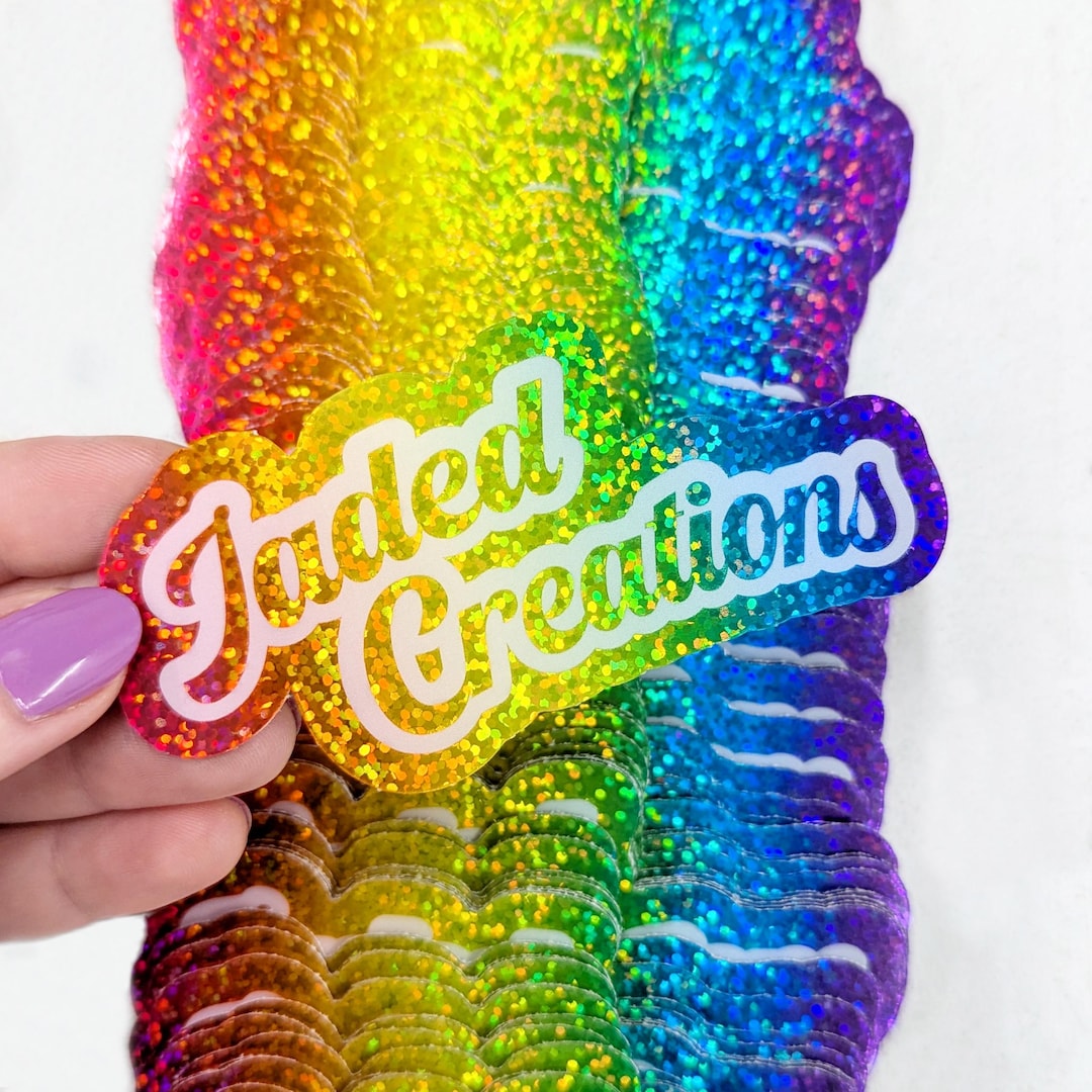 Sparkle Sticker Graphics Custom Sparkle Holographic Logo Stickers: Die Cut Glitter Vinyl Decals ...