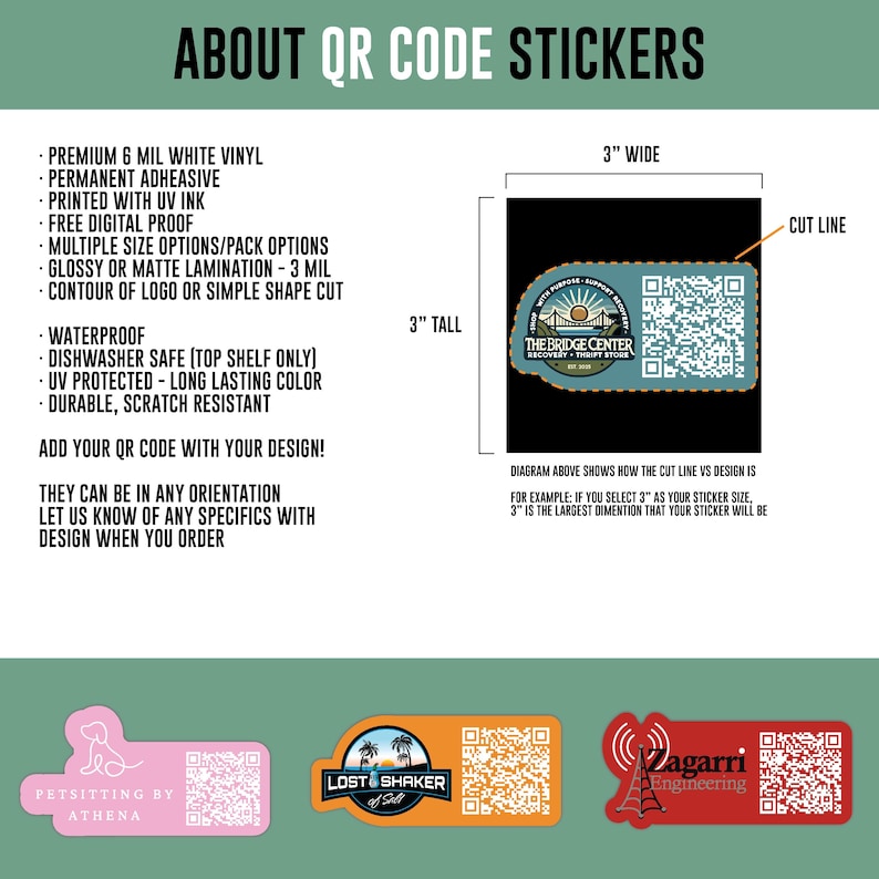 Self Adhesive Vertical Characters Sticker Example.pdf Custom QR Code Logo Stickers: Waterproof Vinyl Die-cut - Etsy