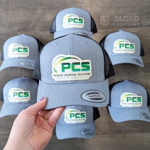 Custom Logo Trucker Hat: Vegan Leather Patch, Company Merch