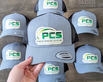Custom Logo Trucker Hat: Vegan Leather Patch, Company Merch