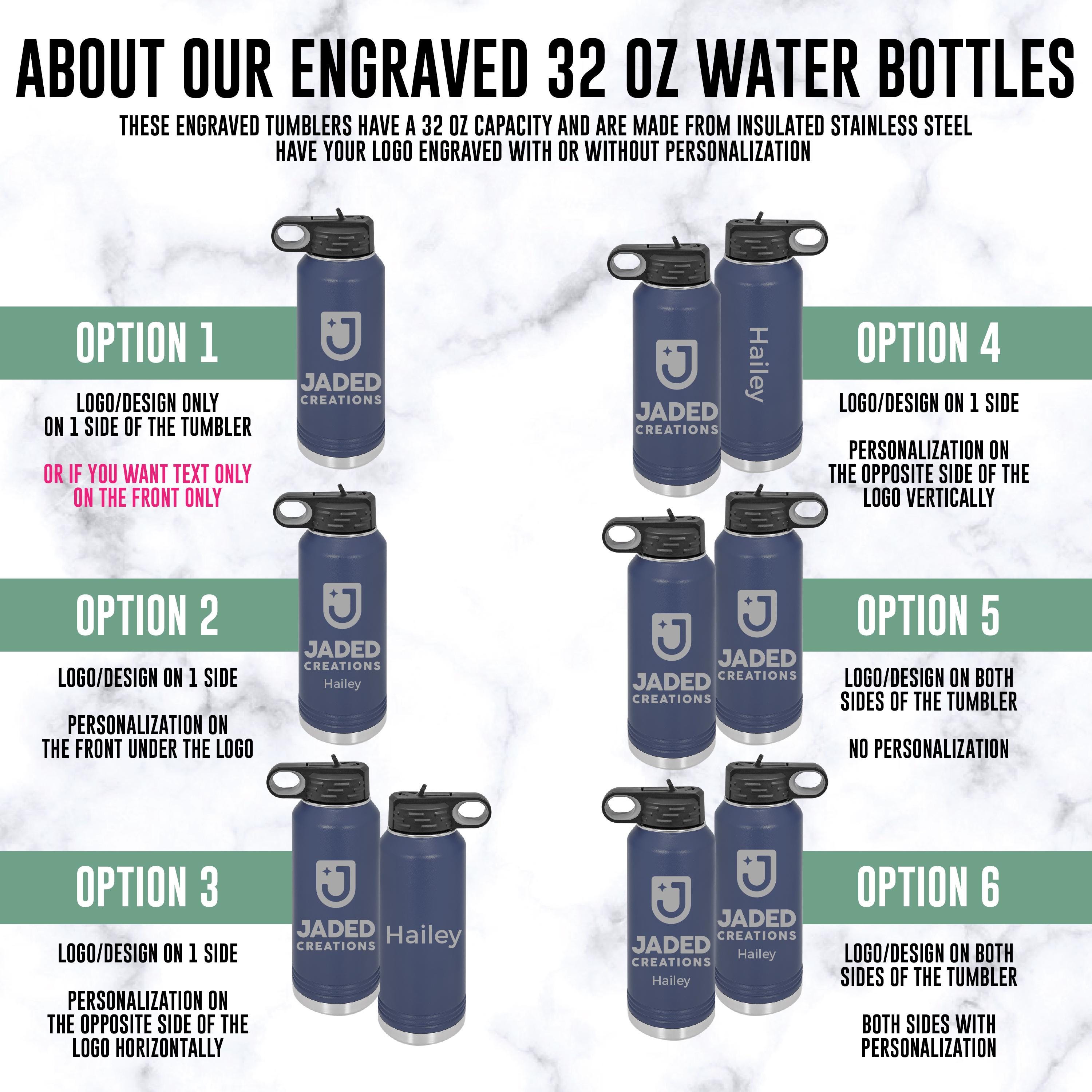 Personalized Engraved Water Bottle: 32 Oz Insulated Stainless Steel ...