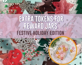 Holiday Tokens for Reward Jars Christmas Star Jar Chore Chart Gifts for Kids Fridge Wood and Acrylic