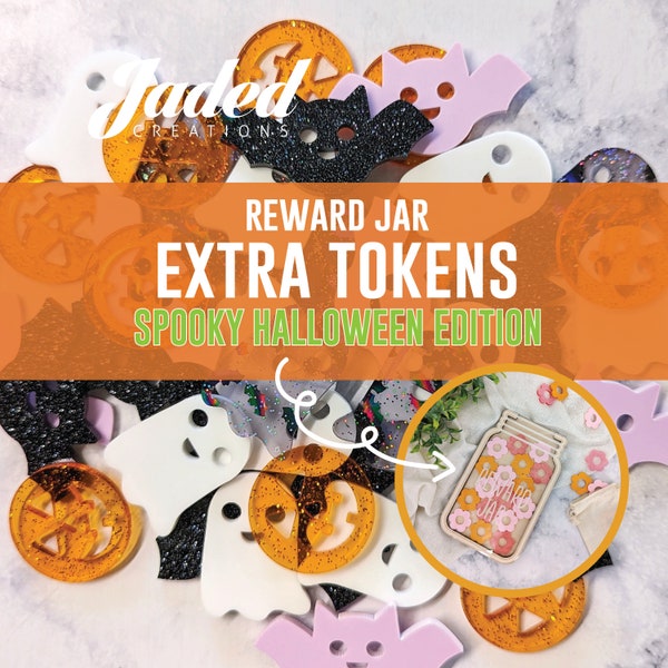 Custom Reward Jar Extra Tokens Halloween Classroom Teacher Star Jar Chore Chart Gifts for Kids Fridge Wood and Acrylic Spooky Personalized