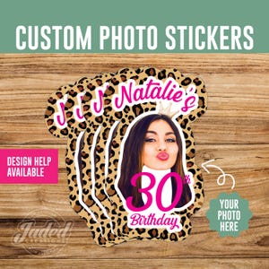 Custom Face Stickers Vinyl Printed Personalized Party Favors Waterproof Dishwasher Safe Permanent Weatherproof Die Cut Birthday Stickers