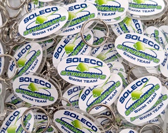 Acryl-Schlüsselanhänger mit individuellem Logo: 5 cm UV-bedruckt, Firmenbranding