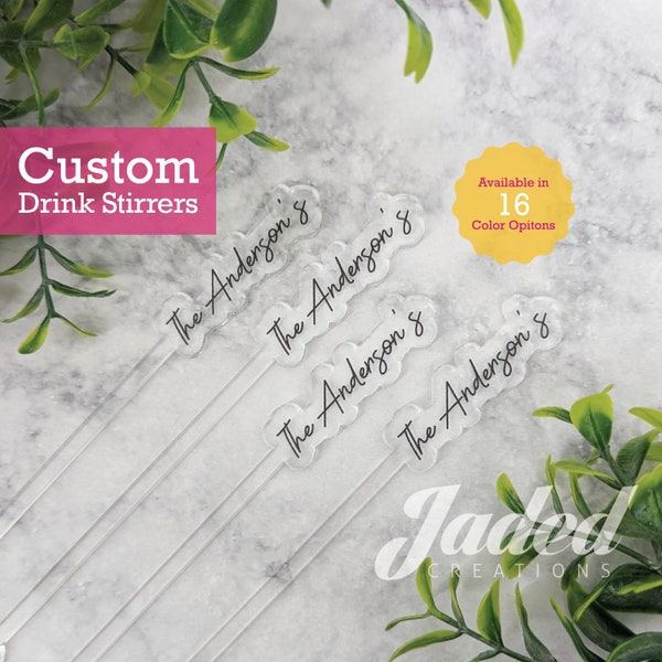 Custom Name Drink Stirrers Personalized Wedding Decor Acrylic Printed Swizzle Stir Stick Wedding Favor Your Name Here
