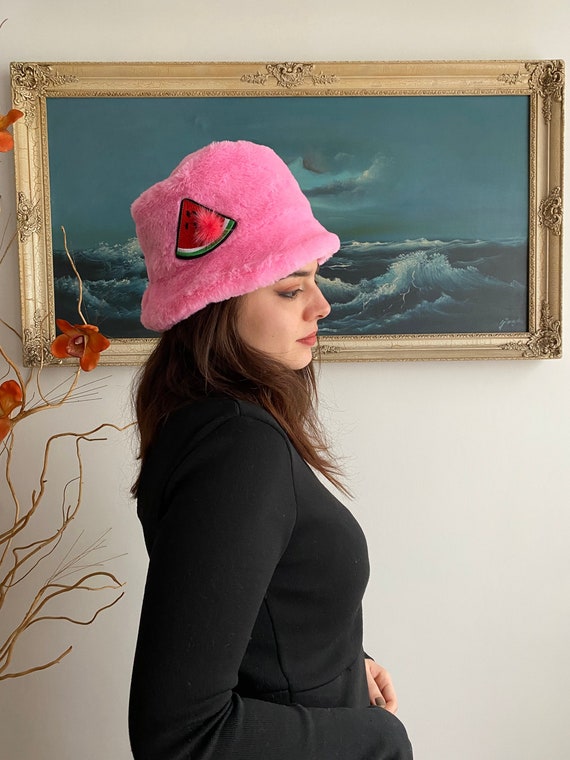 Watermelon Plush Bucket Hat, Pink Color - Handmade  display picture 2